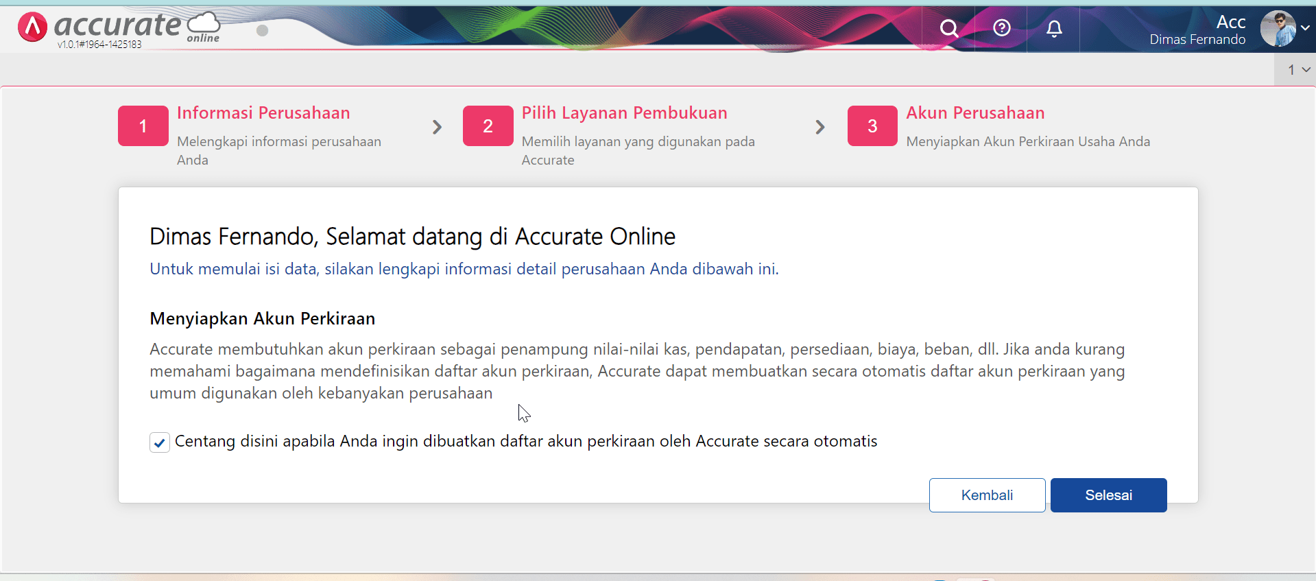 Formulir Akun Perkiraan Accurate Online