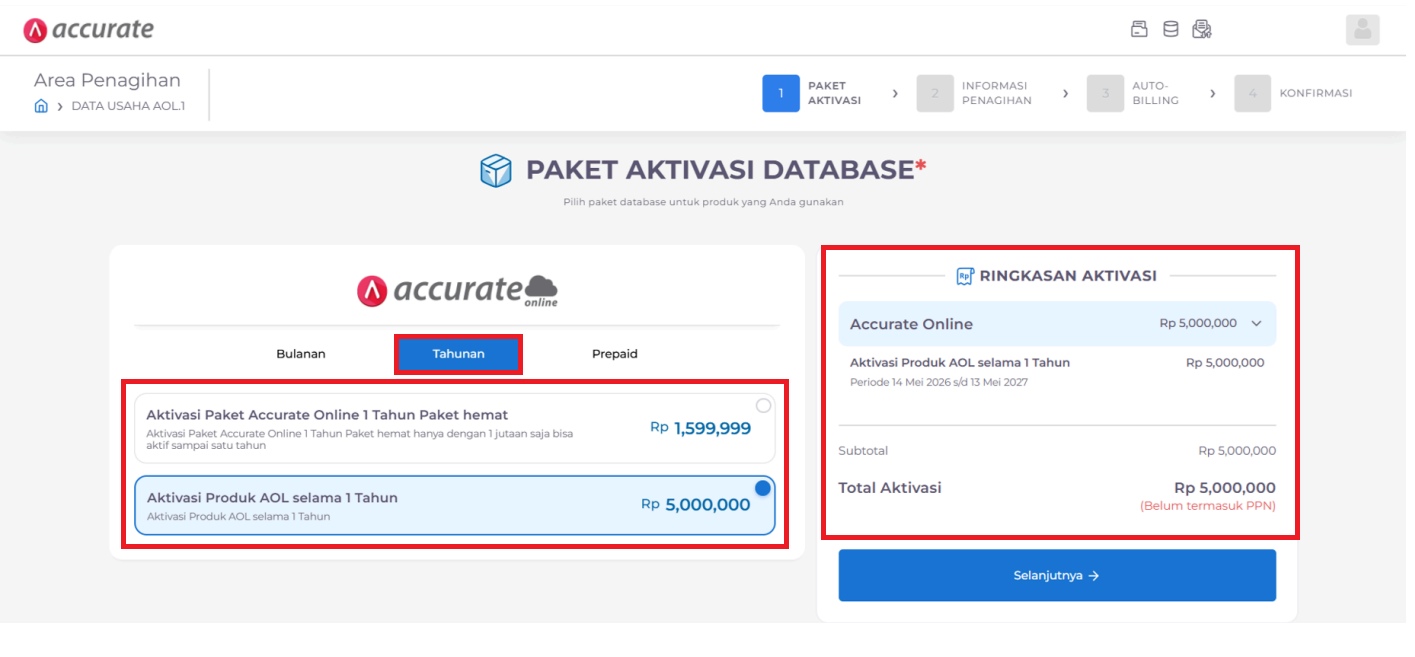 aktivasi database