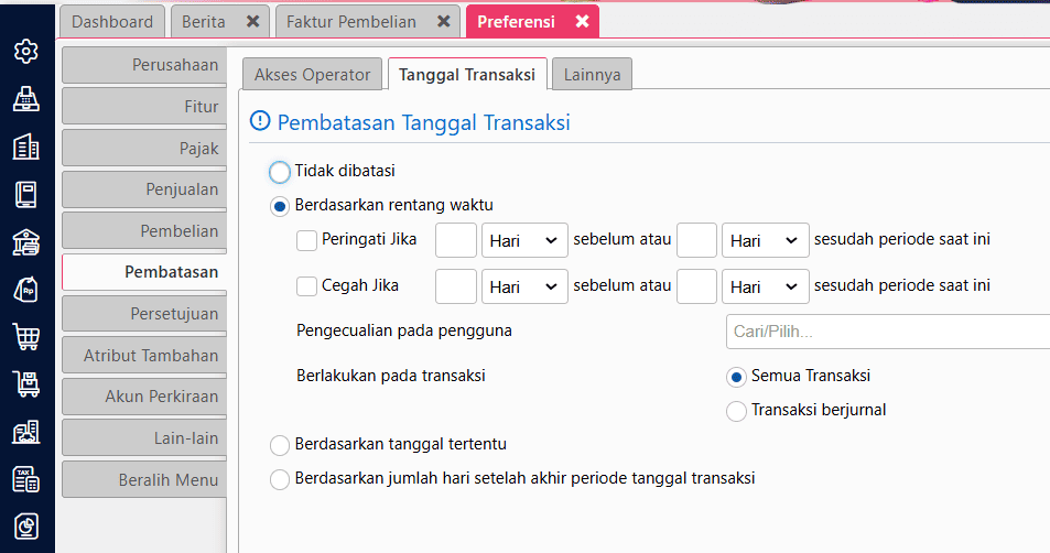 Pengaturan Preferensi Pembatasan Accurate Online 2