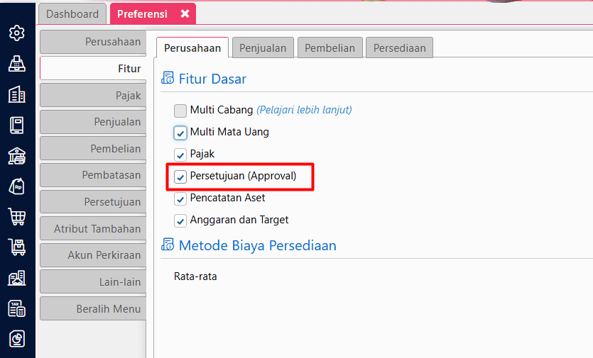 Pengaturan Preferensi Persetujuan Accurate Online
