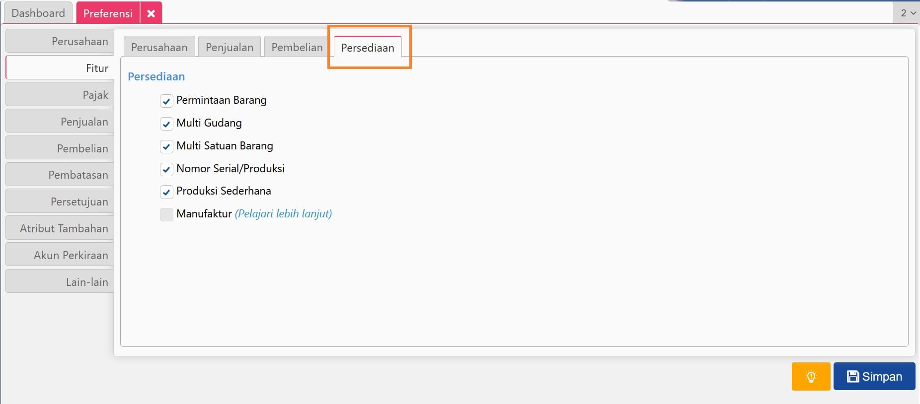 Preferensi Fitur Terbaru Accurate Online 5