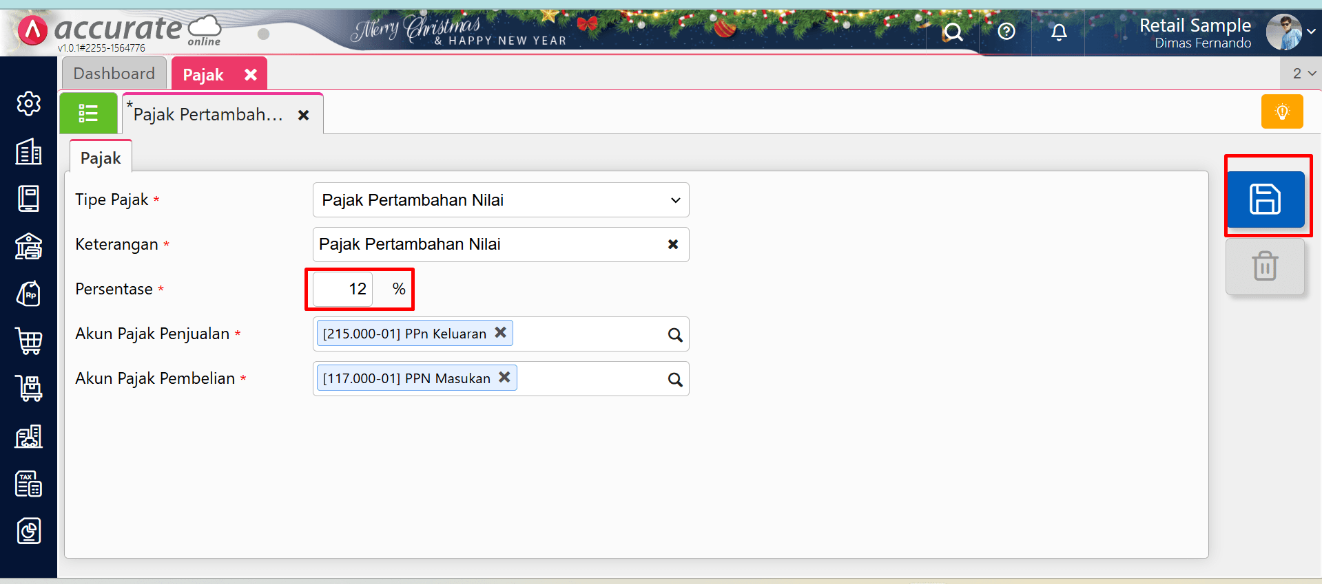 ubah tarif ppn di accurate online